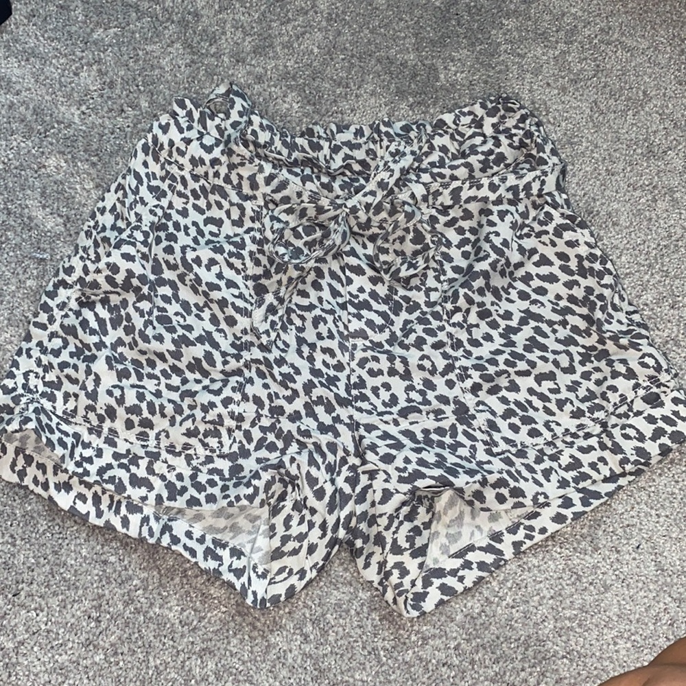 aerie lyocell soft cheetah print shorts with tie, XXS